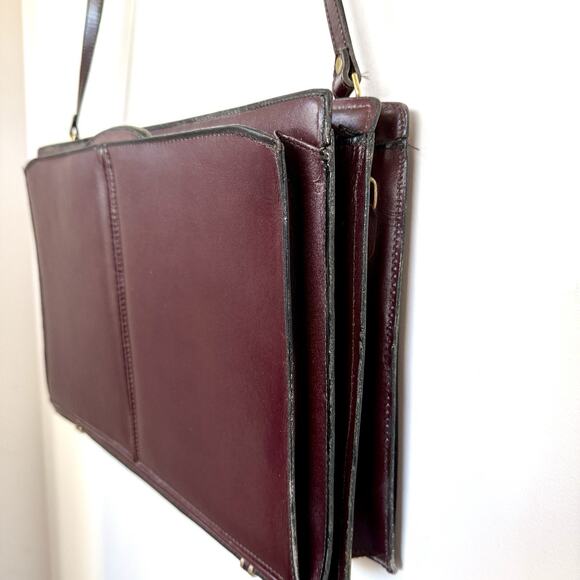 Heritage Burgundy Leather Portfolio Bag Oxblood Briefcase Cross Body Attaché - Picture 9 of 9
